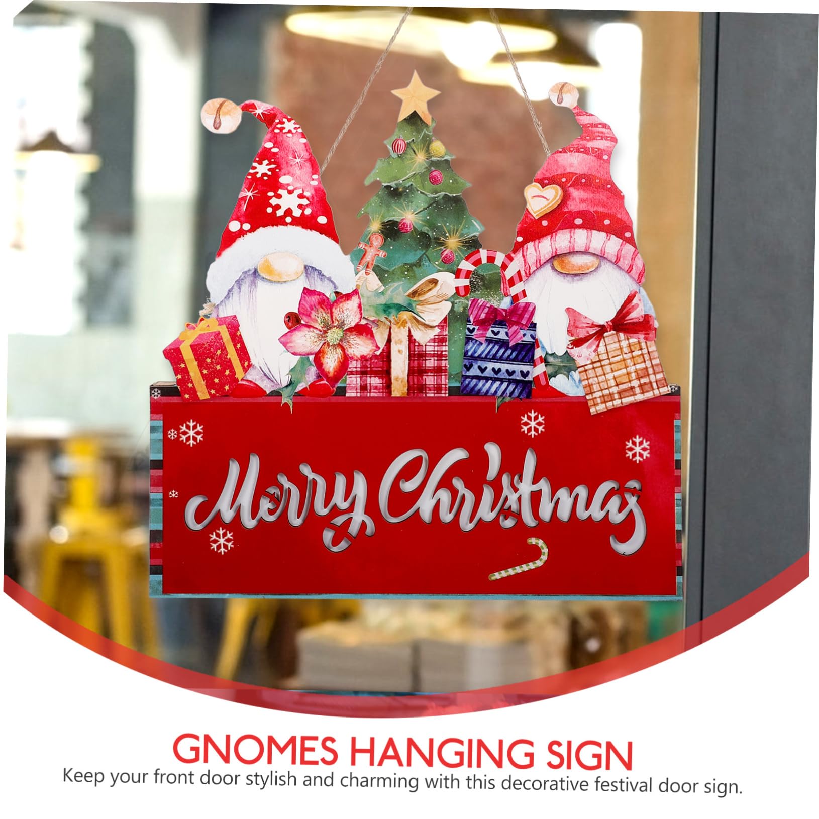 Adornos de Papá Noel Lantero Navideño para Puerta de Entrada Letreros Navideños de Madera para Puerta Decoración para Colgar la Pared Navidad