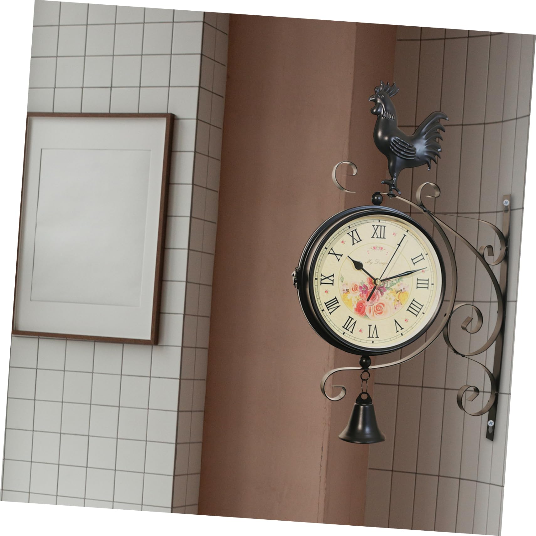 Wanduhr Robuste und Praktische mit Glas Doppelseitige aus Eisen Retro Stil Lautlose Hängeuhr als Stilvolle Dekoration für Riegel und Hotel