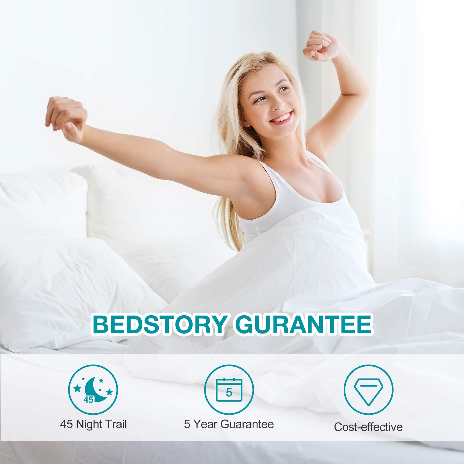 BedStory Topper 180 x 200 cm, 7,6 cm de Espuma de Gel con Memoria, Protector de colchón de dureza H2 + H3 2 en 1, Espuma fría, ortopédico para colchones, Cama con somier, sofá Cama, con Funda