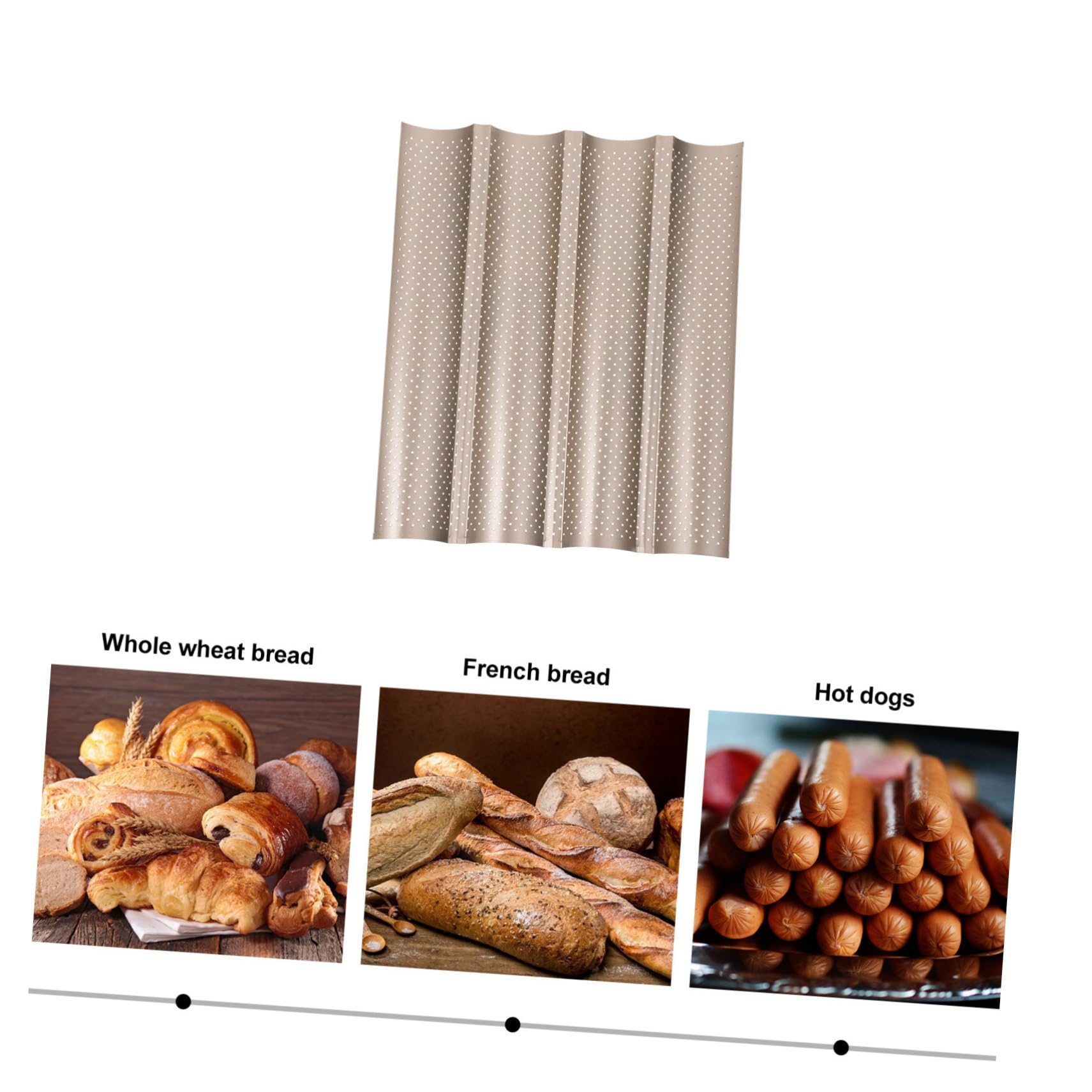 LABRIMP Molde Ranuras para Acero Francés Hornear de Carbono Pan al Diseño de 4 Antiadherente Resistente al Calor y Adecuado para Horneado Diario de Baguettes y Pan Integral