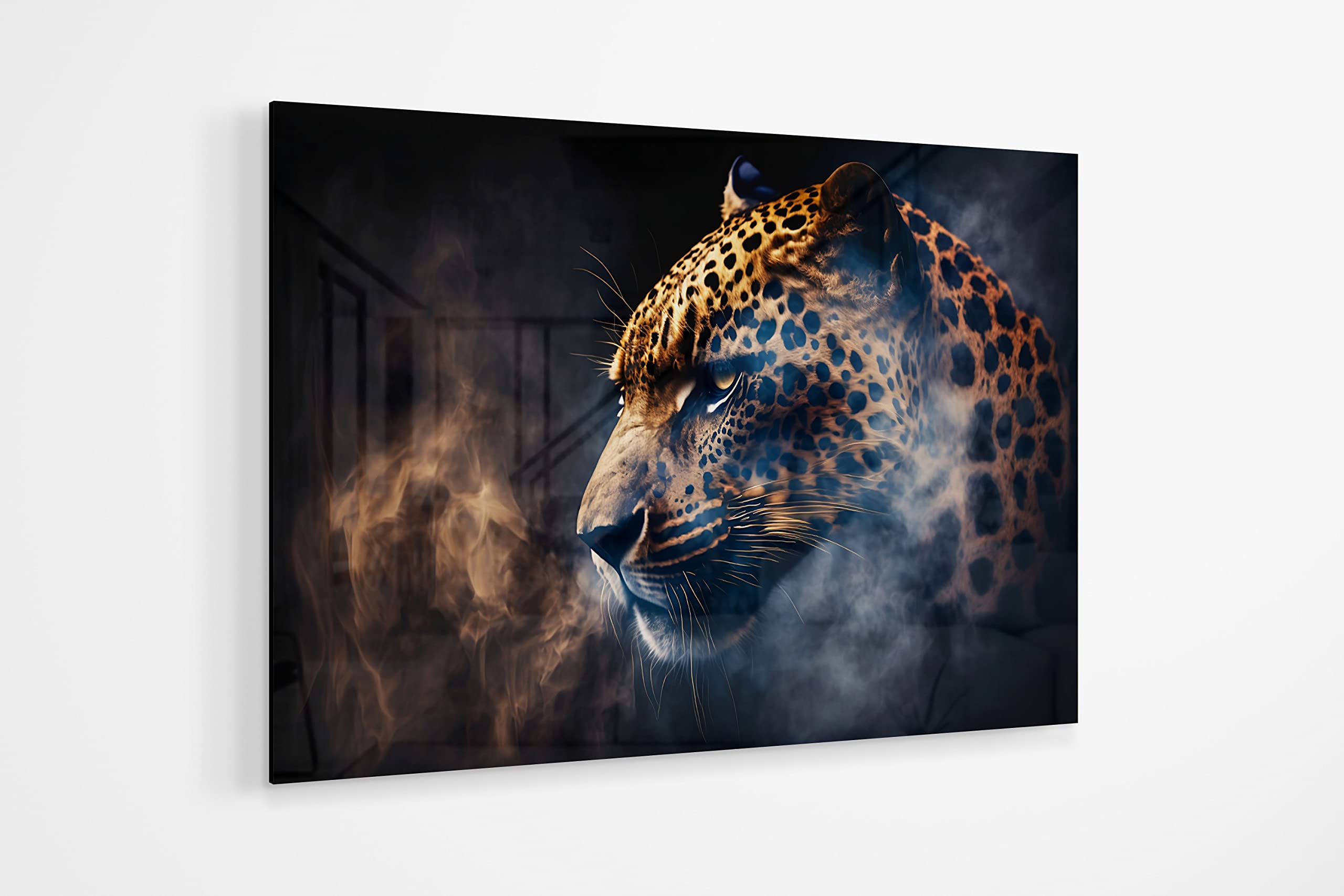 Manschin-Laserdesign Premium Wandbild aus Acrylglas oder Aluminiumverbund - KEIN LEINWANDBILD - modern Wandbilder XXL Wanddekoration Design Wand Bild Abstrakt (Leopard 03, Acrylglas 90x60cm)