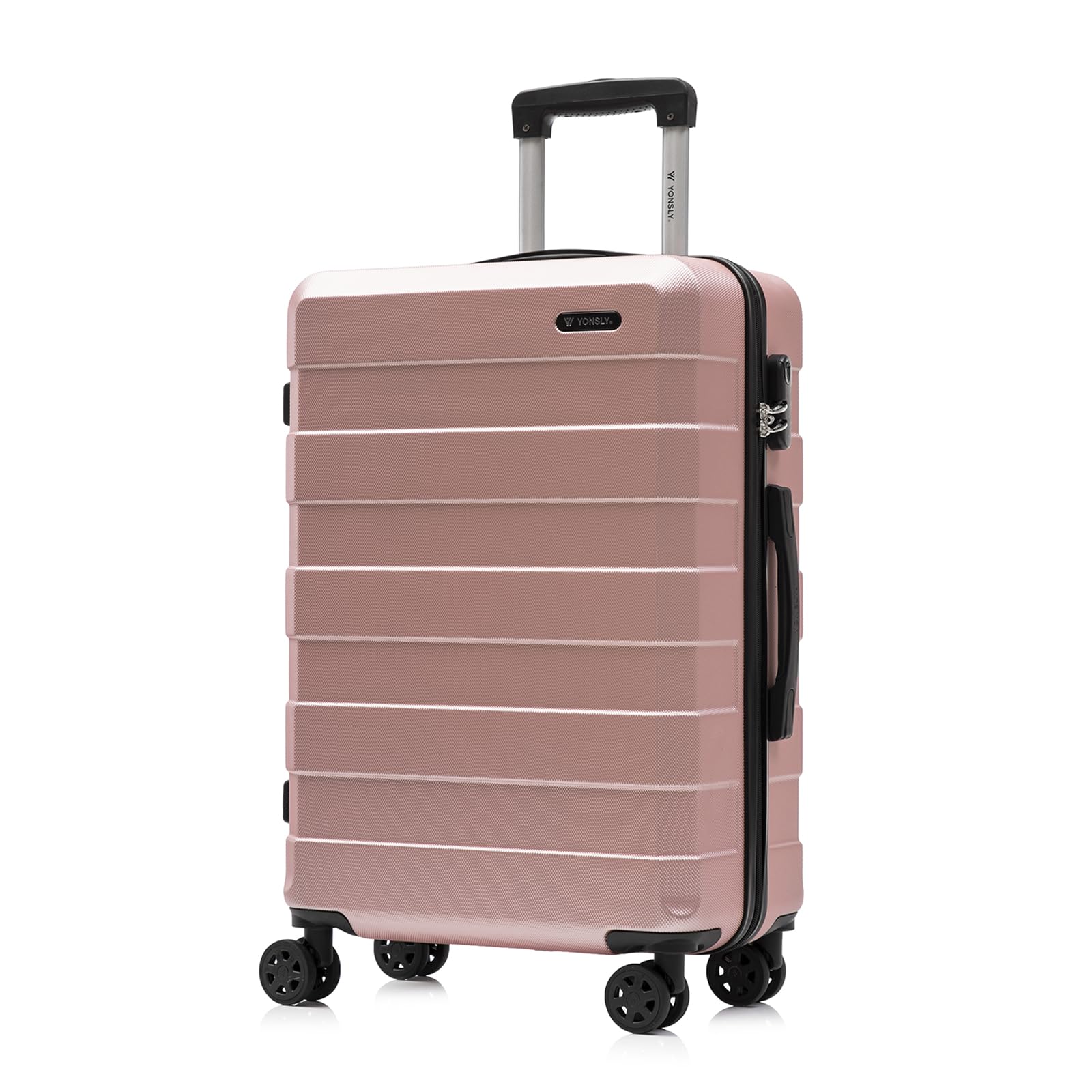 yonsly Koffer Suitcase, Trolley Reisekoffer, Rollkoffer Handgepäck mit 4 Rollen 360°, ABS Hartschalen, Sicherheitsschloss, Weicher Gummigriff, 210D-Futter