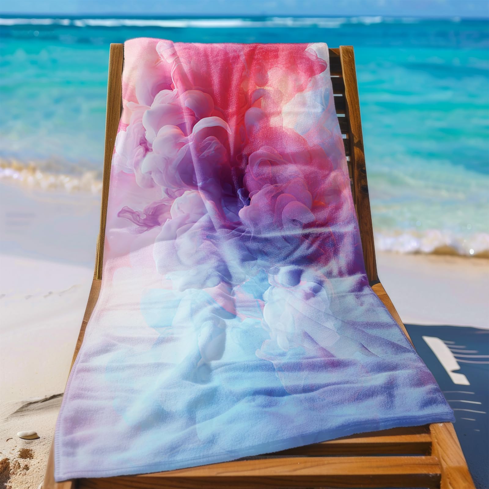 Genérico Toalla Playa Grande 100X200 Patrón Púrpura Rosa Claro
