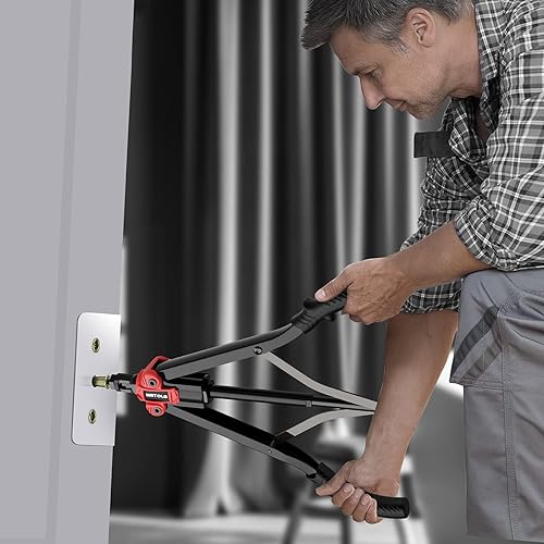 Miniatura 16 de WETOLS Kit de herramientas de tuerca de remache, herramienta de tuerca remachadora de 14 pulgadas con 7 mandriles métricos y SAE, remachadora manual