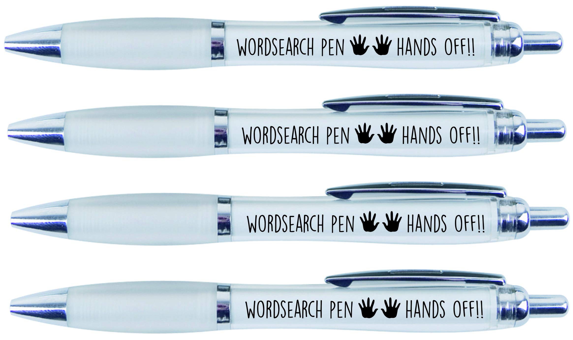 WORDSEARCH PEN HANDS OFF!!, 4 PRINTED PENS FOR DOING YOUR WORDSEARCH
