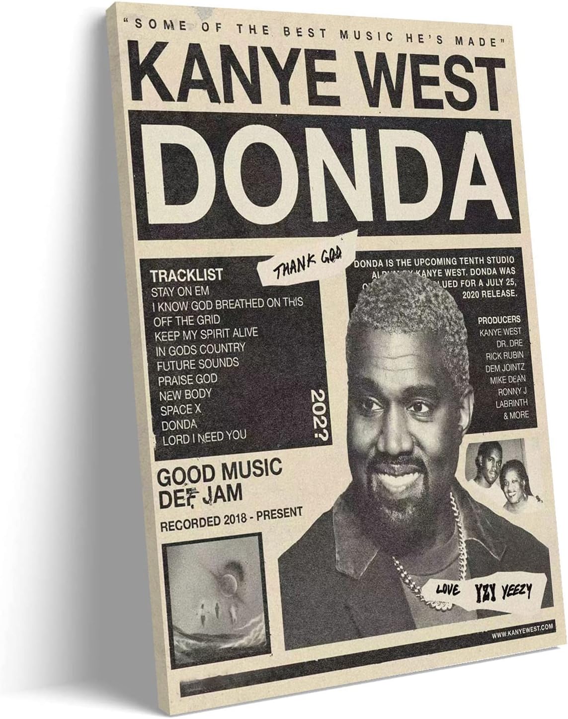 Kanye West Poster Poster Rapper Poster Retro Nostalgic Poster Music Album DONDA