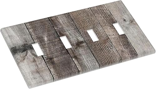 Miniatura 93 de Placa de pared dúplex de receptáculo de dispositivo de 1 gang de madera envejecida blanca gris con veta de tablón, cubierta de enchufe eléctrico de