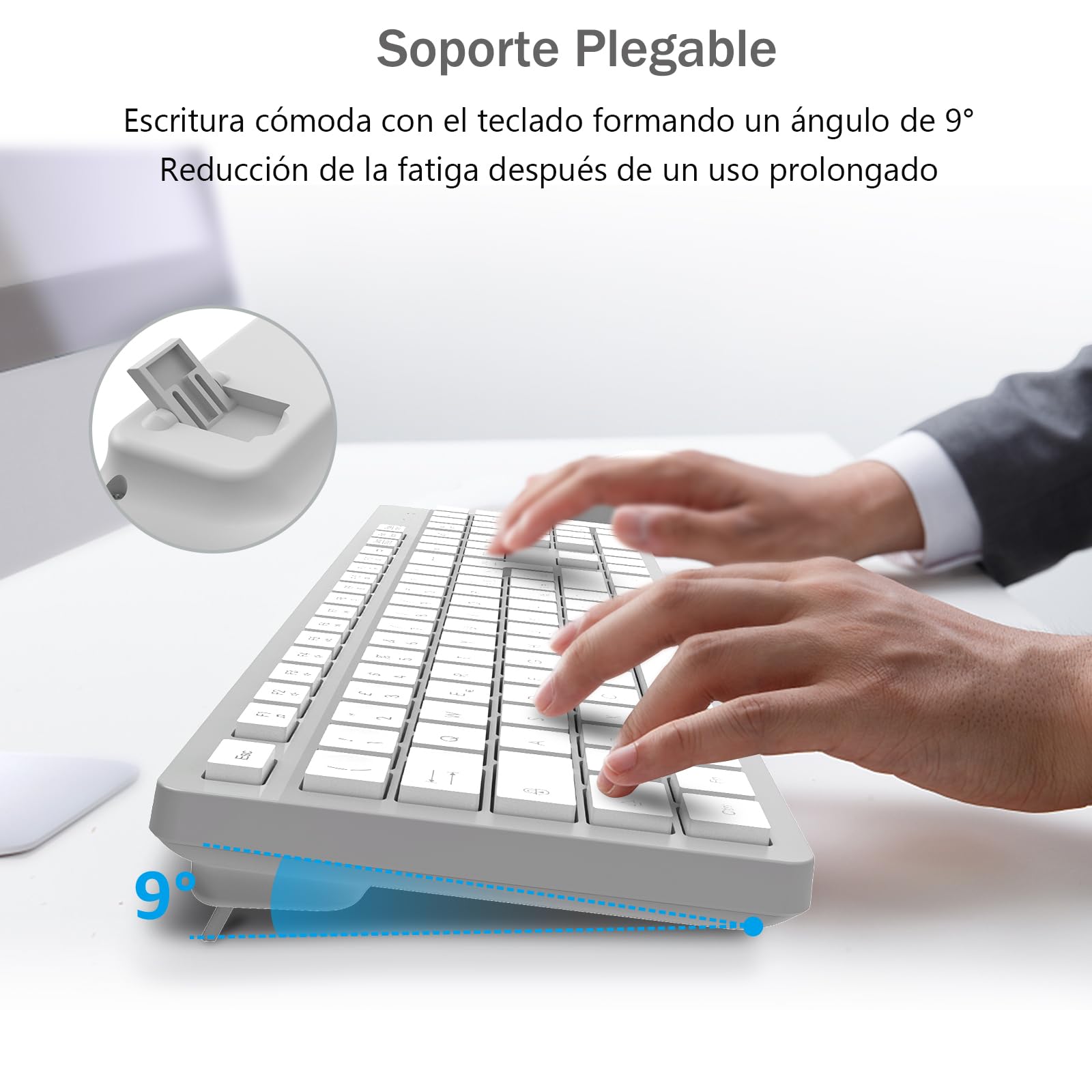 LeadsaiL Kit Tastiera e Mouse Wireless con Tastierino Numerico, Layout Italiano QWERTY, 2,4 GHz USB, Silenzioso, Compatibile con PC, Desktop, Laptop, Computer per Windows, HP, Lenovo, Bianco e Grigio