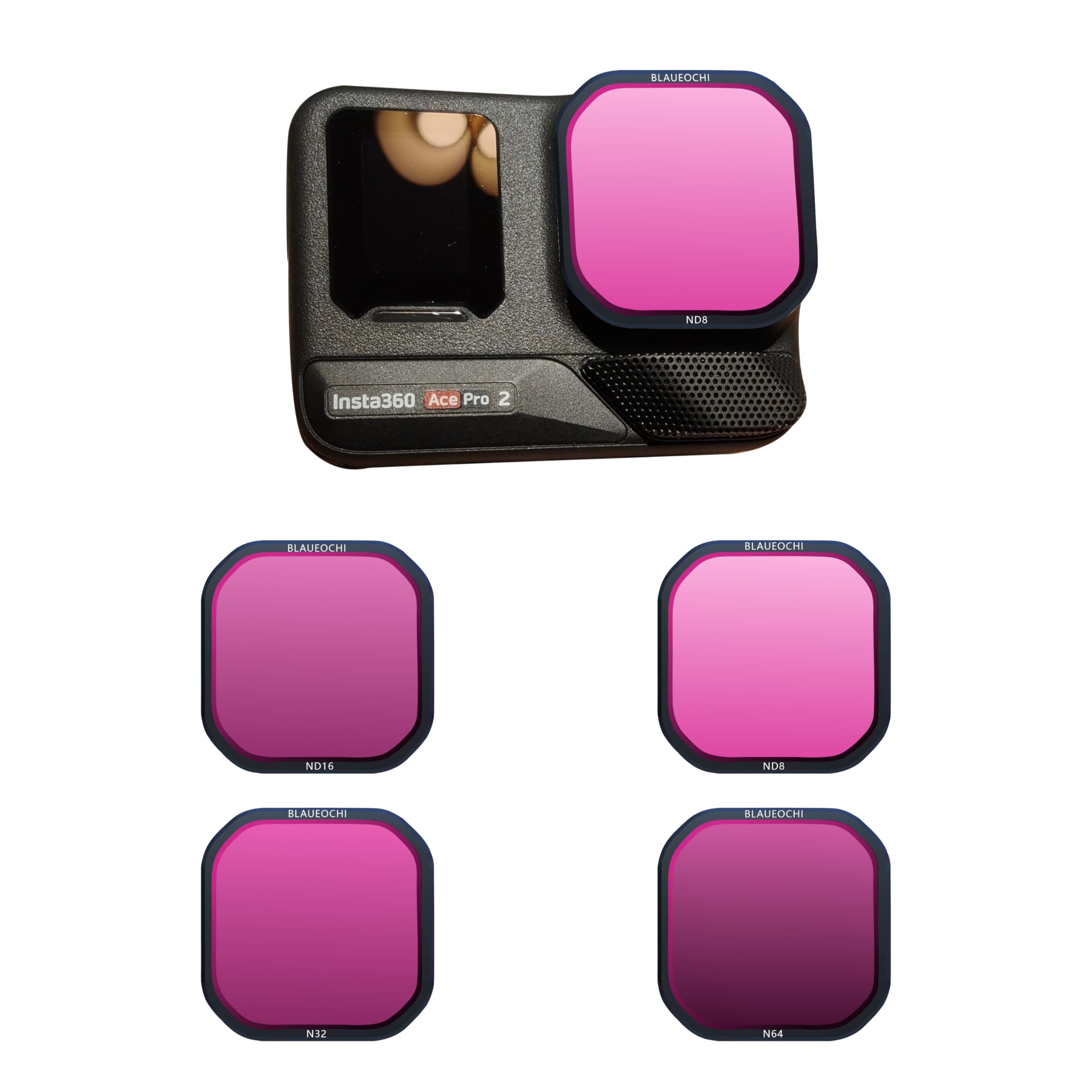 ND Filter Set for Insta 360 Ace Pro ND8 ND16 ND32 ND64 Filter Set, HD Optical Glass, Lightweight Filters with Protective Case,Compatible for Landscape Photography