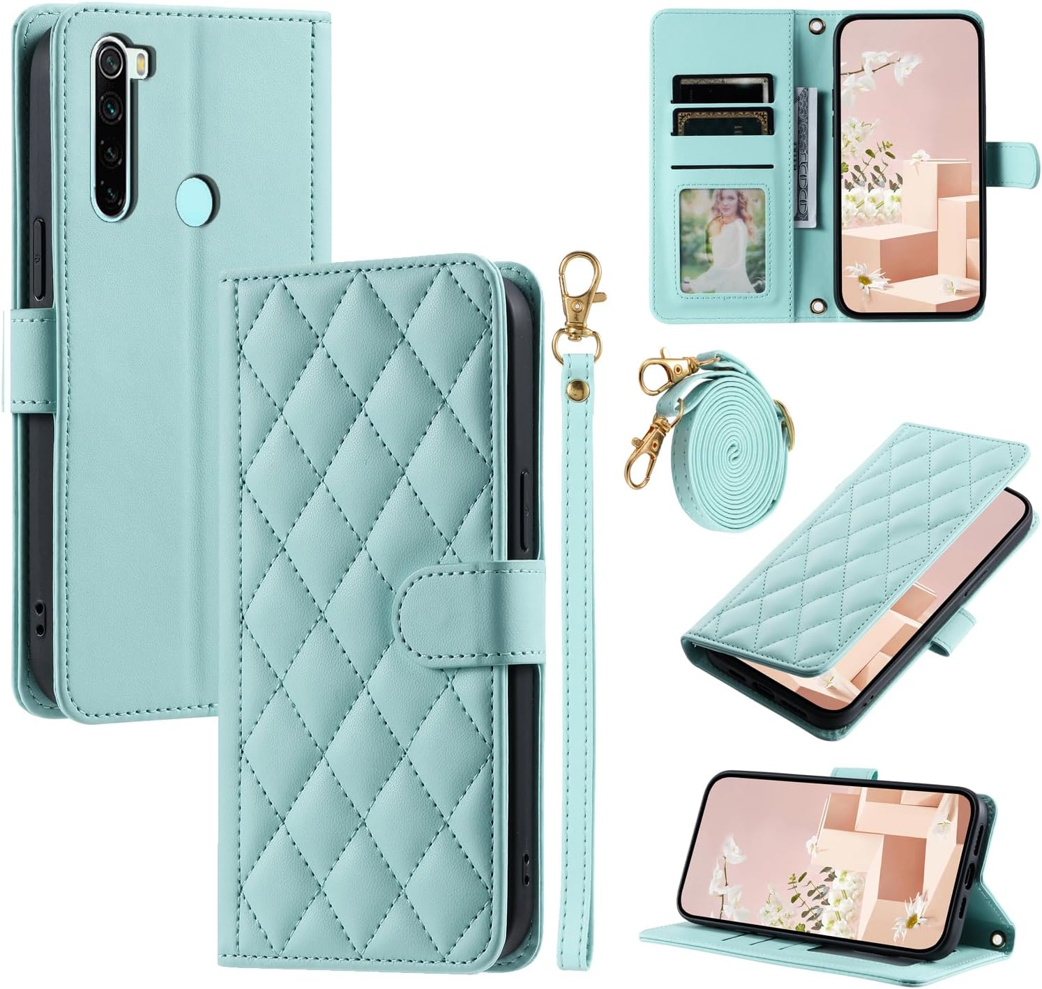 Compatible with Realme Narzo 20A 4G Flip Kickstand Case Cover,Compatible with Realme Narzo 10 4G / Narzo 10A 4G Lanyard Magnetic Closure Wallet case Blue