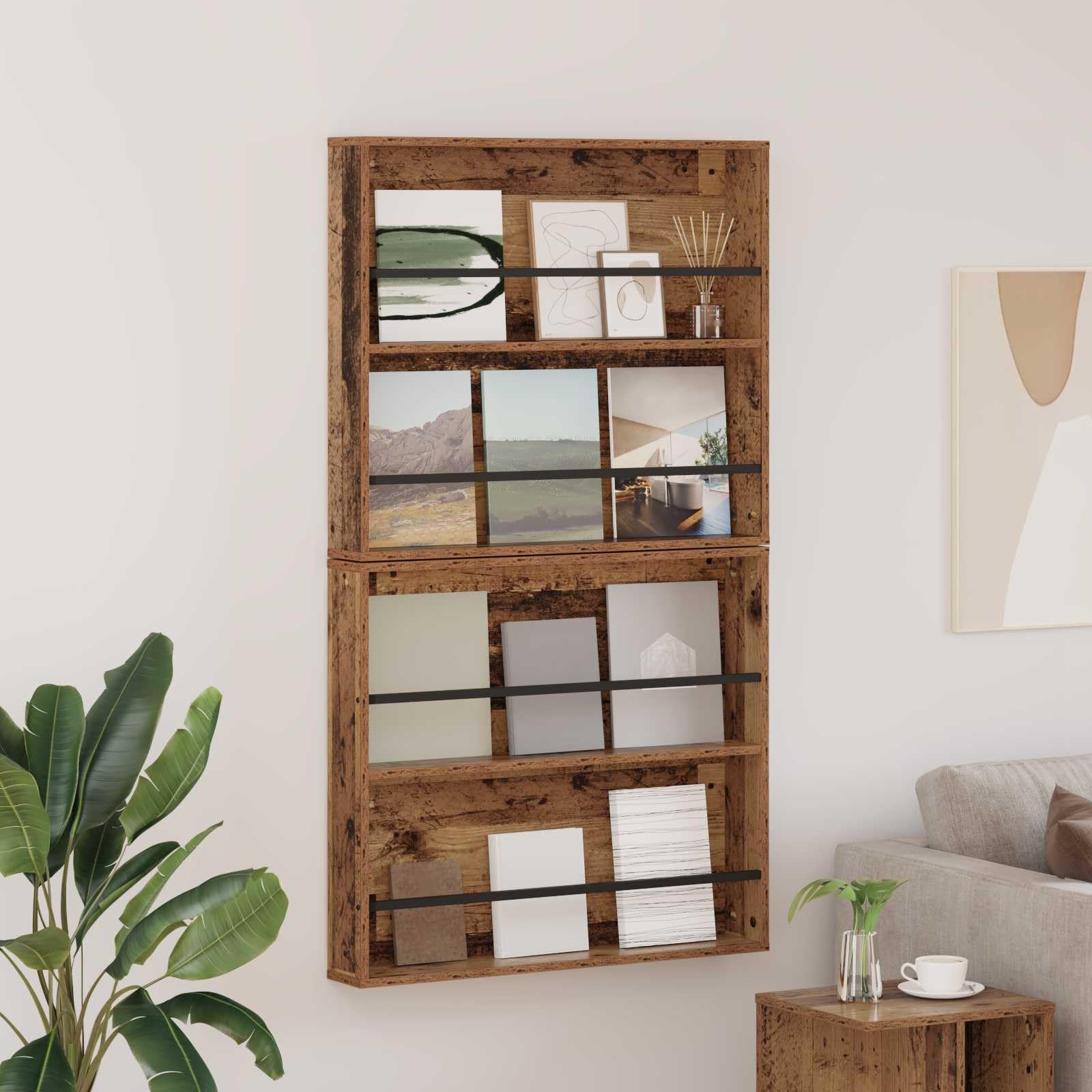 Générique Uchwyt ścienny na czasopisma inżynieryjne 80x12x70 cm, 2-częściowy regał na czasopisma nowoczesny design do salonu lub biura, regulowany i łatwy w pielęgnacji przechowywanie ścian