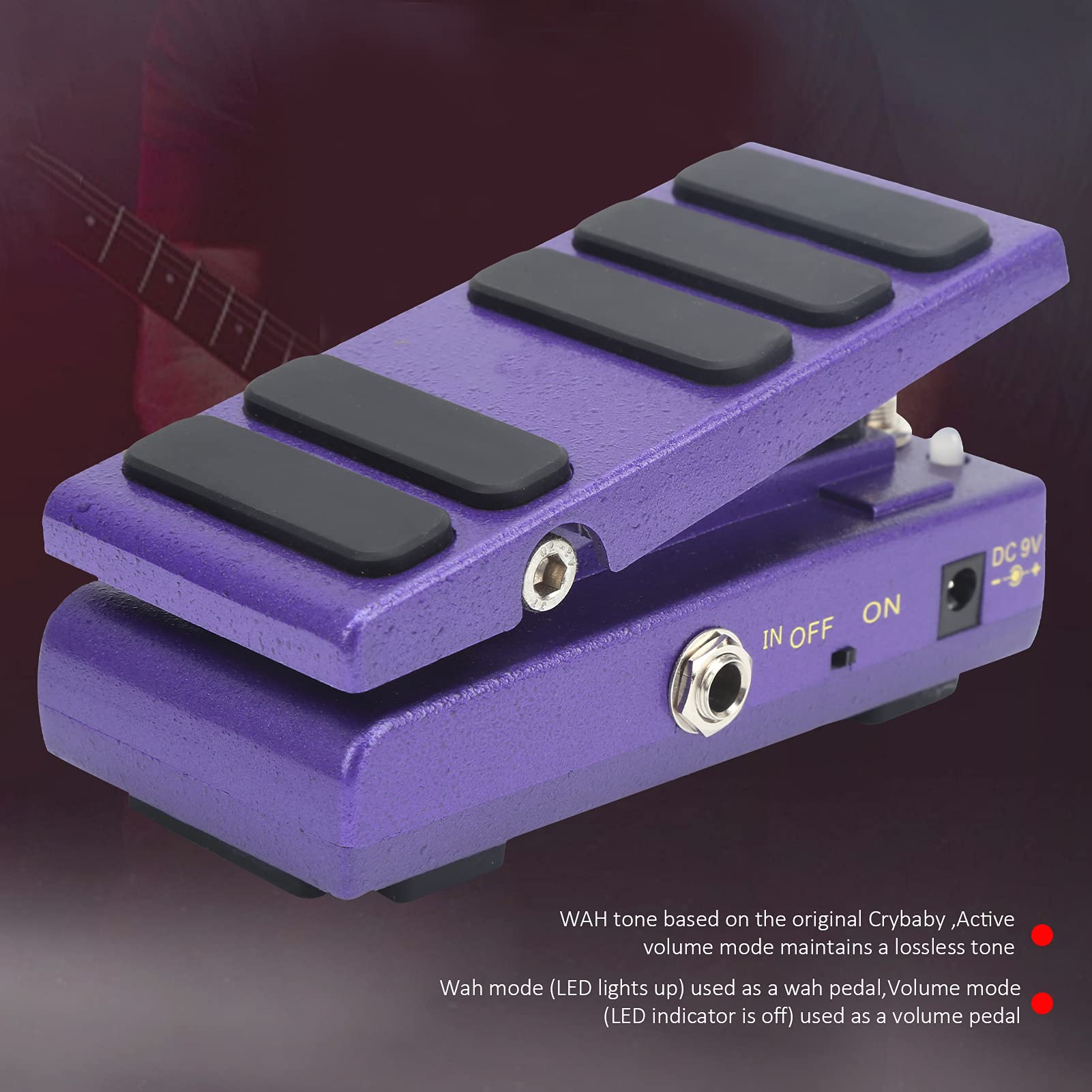 Pedale WahWah Bypass Effetto 2in1 Parti per chitarra elettrica Accessori per strumenti musicali Pedale effetto WahWah di livello professionale con modalità di commutazione (Purple)