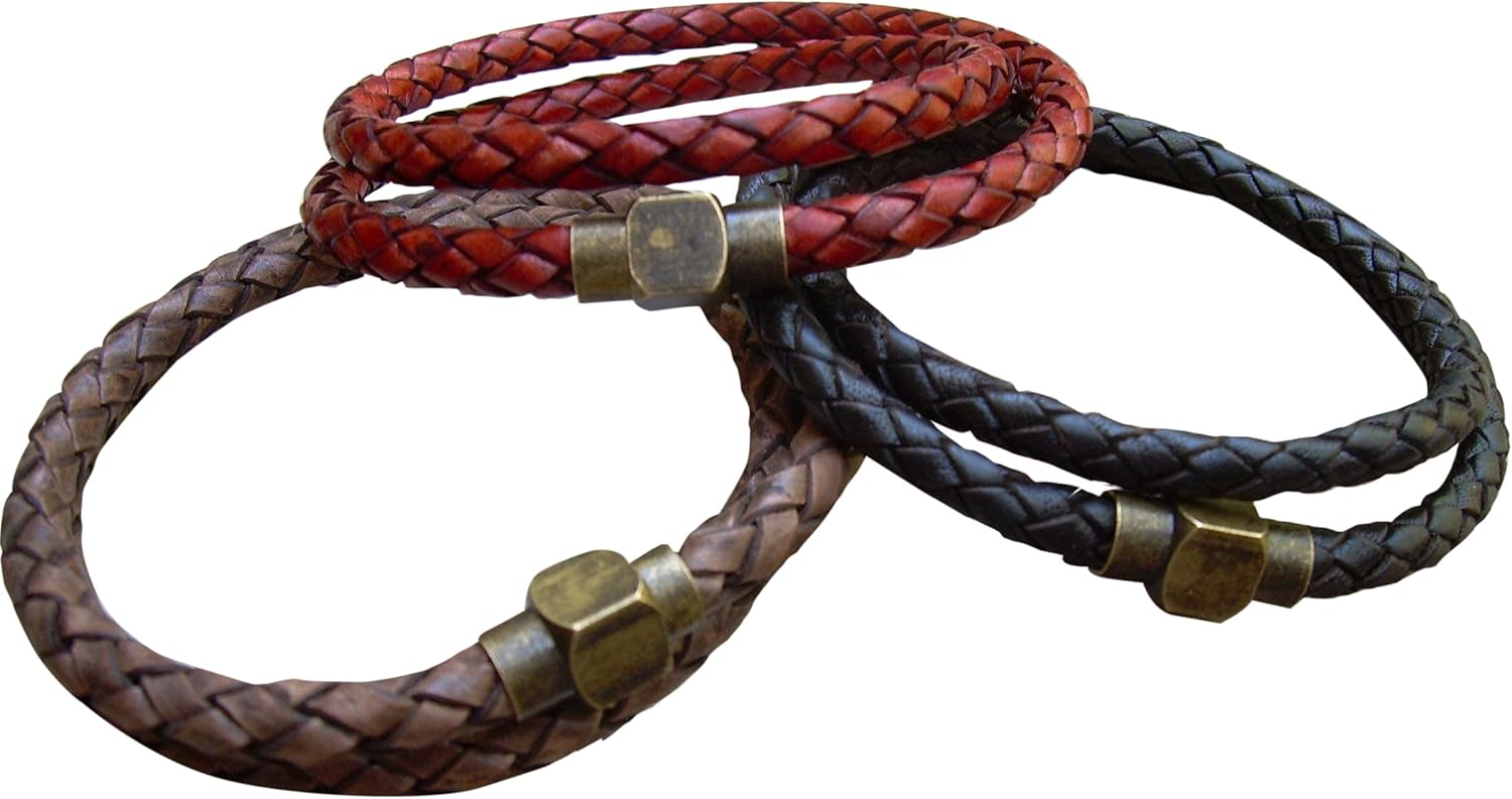 Mens Double Wrap Braided Leather Bracelet with Antique Brass Magnetic Clasp,Leather Bracelet, Mens Bracelet,Mens Jewelry,Braided Bracelet,