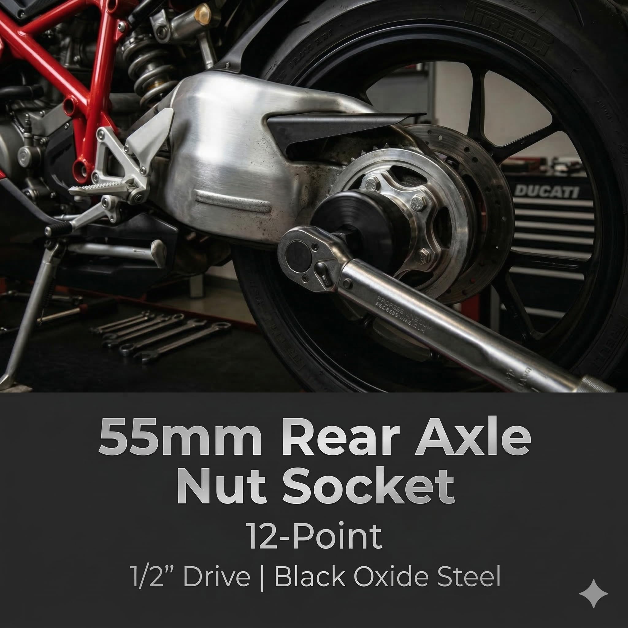 Douille 55mm Roue arrière pour Ducati et MV Agusta | Outil écrou axe arrière Profil Bas | Compatible Panigale V4, Diavel, Brutale, Dragster, Multistrada