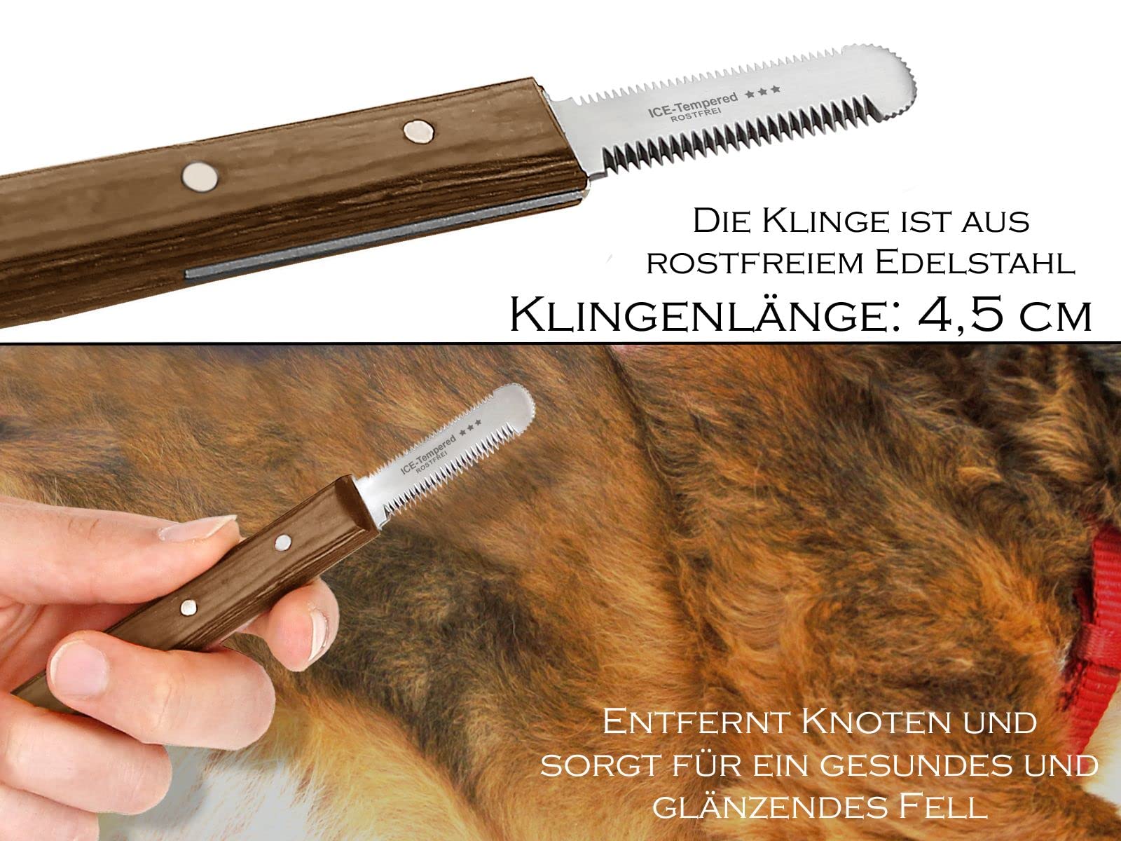 Trimmmesser Set für Hunde und Katzen 3-teiliger Satz Haustier Trimmer - Hundefellpflege Kamm - Unterwolle Fellmesser Hundeschere aus Edelstahl für Langhaar und Kurzhaar