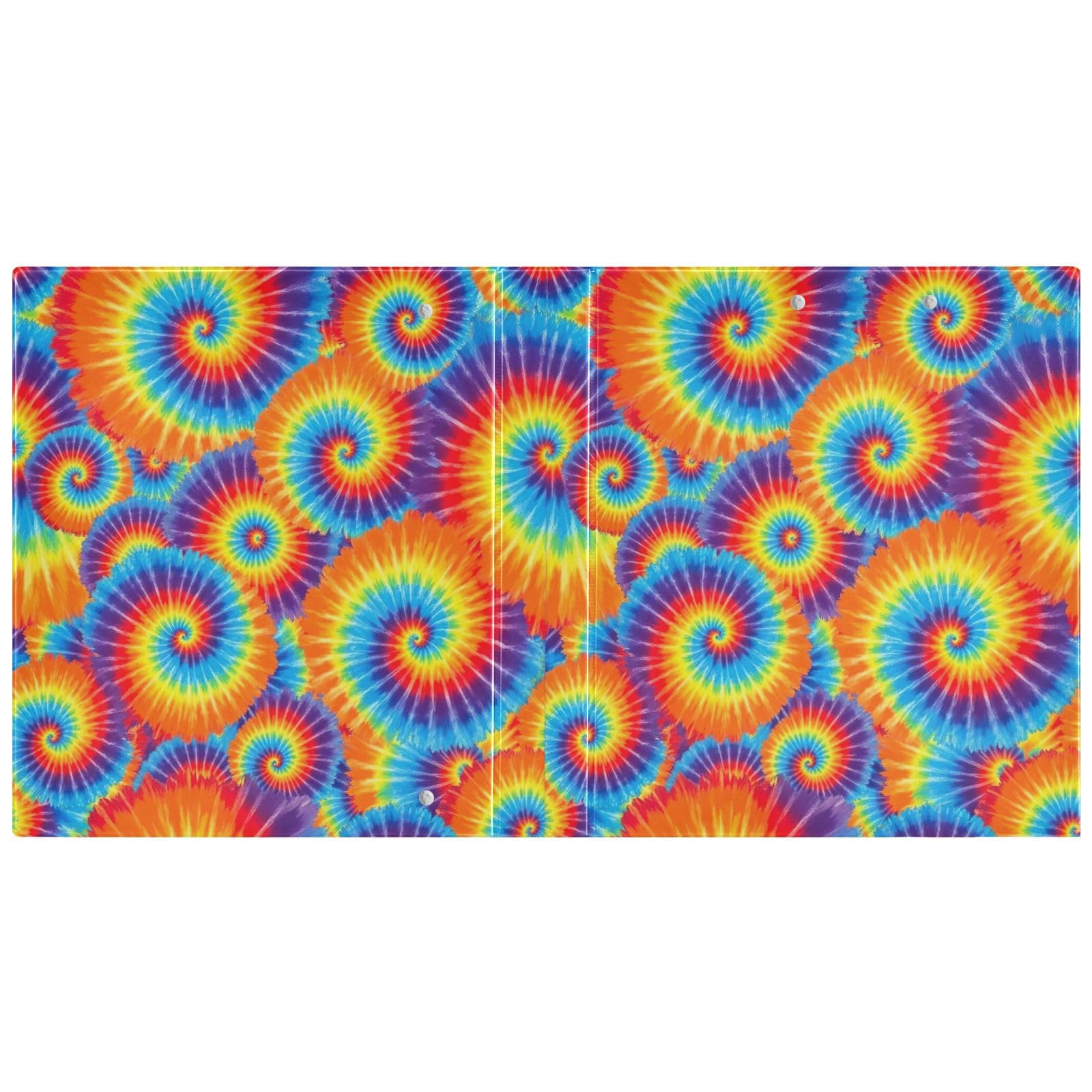 Raccoglitore a 3 anelli con spirale arcobaleno tie dye arancione, 3,8 cm, flessibile ad anelli a D con tasche, per scuola, università, ufficio (confezione da 2)