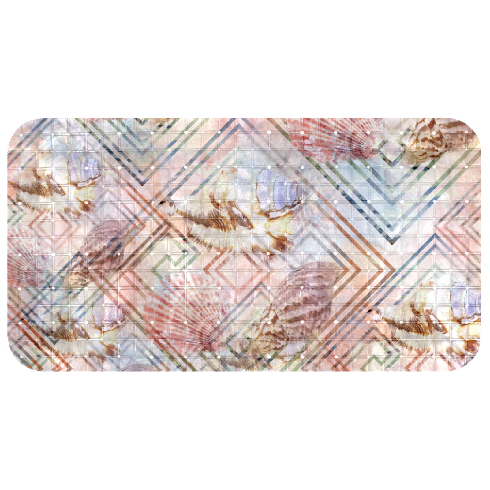 Tapis de bain 60 x 35 cm haut de gamme à ventouses puissantes style coquillages