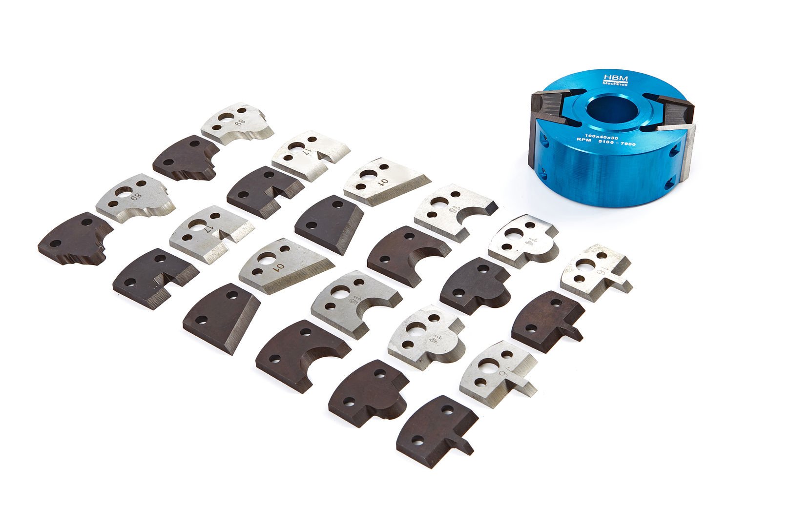 HBM 100 mm. Profi Houtfreeskop con 7 set di coltelli