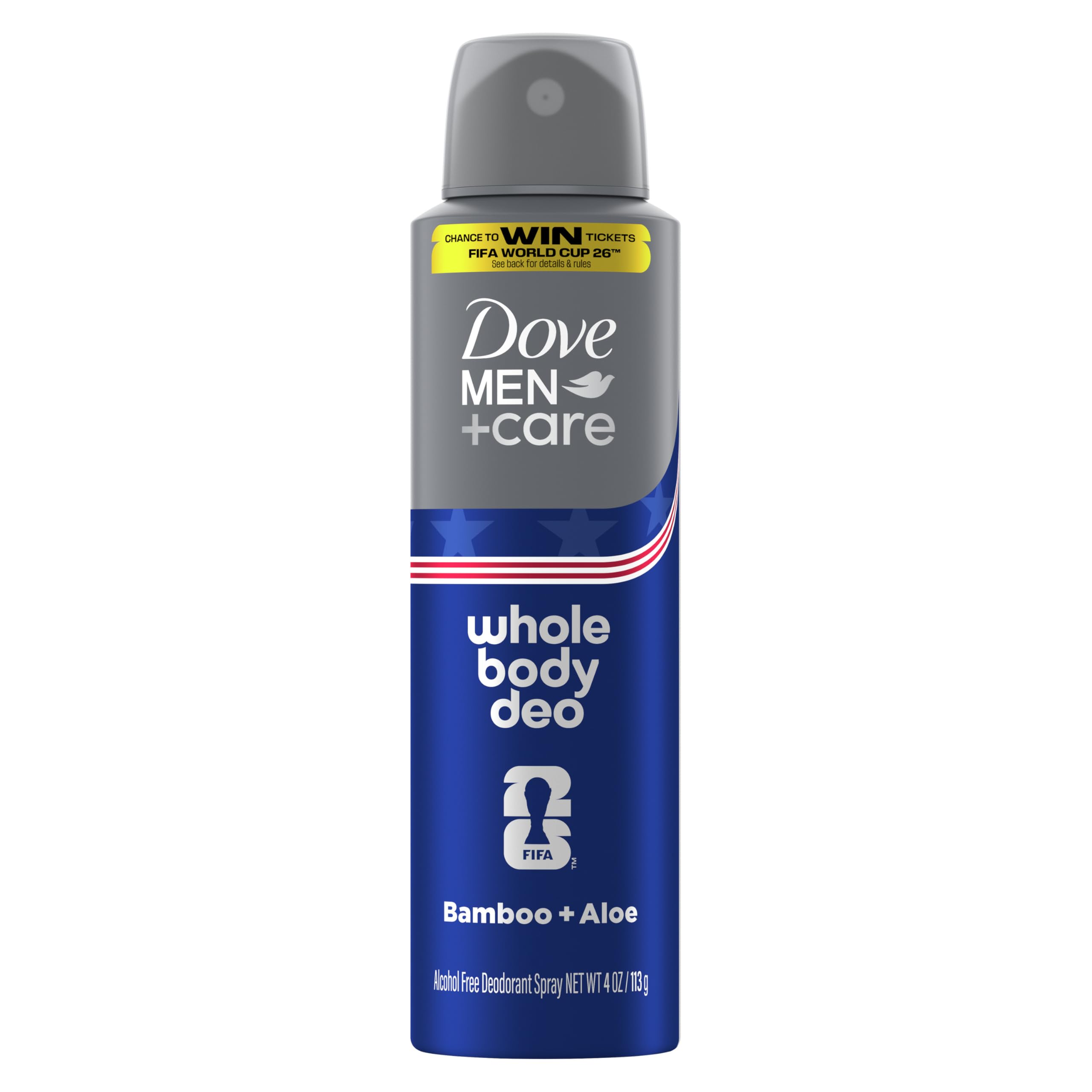 Dove Men+Care Whole Body Deo Aluminum Free Deodorant Spray Bamboo + Aloe Suitable from Pits, Privates, to Feet 4 oz