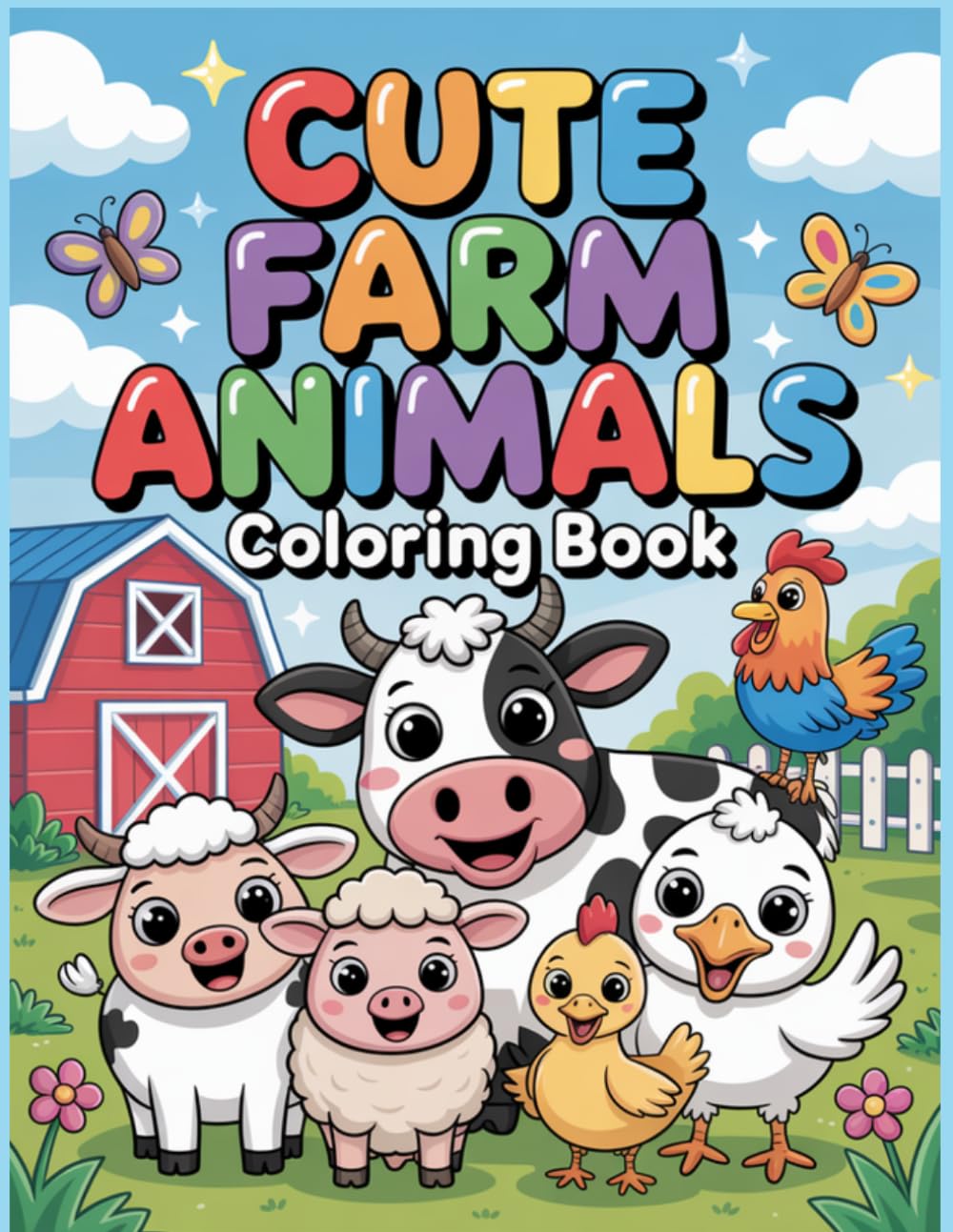 Cute Farm Animal Coloring Book for Kids: 50 Beautiful Coloring Pages with Cute Farm Animals for Kids Fun and Easy Coloring Pages for Kids Ages 4–8 (Coloring Adventures for Kids)