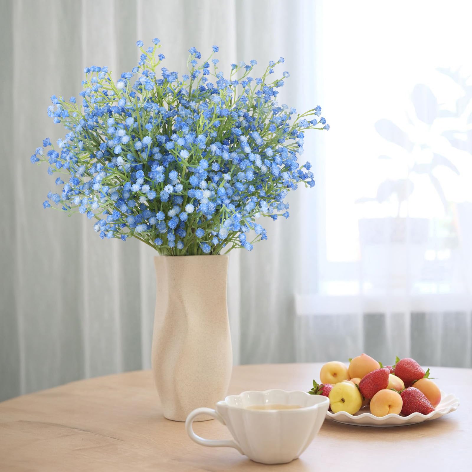 N&T NIETING Lot De 10 Fleurs D'haleine De Bébé Artificielles Pour Bouquets De Mariage, Fête, Maison, Jardin, Décoration Intérieure, Bleu