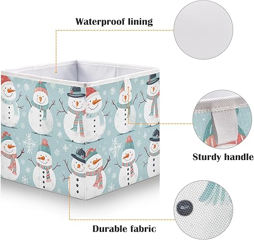 Miniatura 3 de Christmas Snowman Cute Cube Storage Bin Fabric Storage Cubes Foldable Storage Box Large Closet Organizers Baskets Containers for Shelves Office