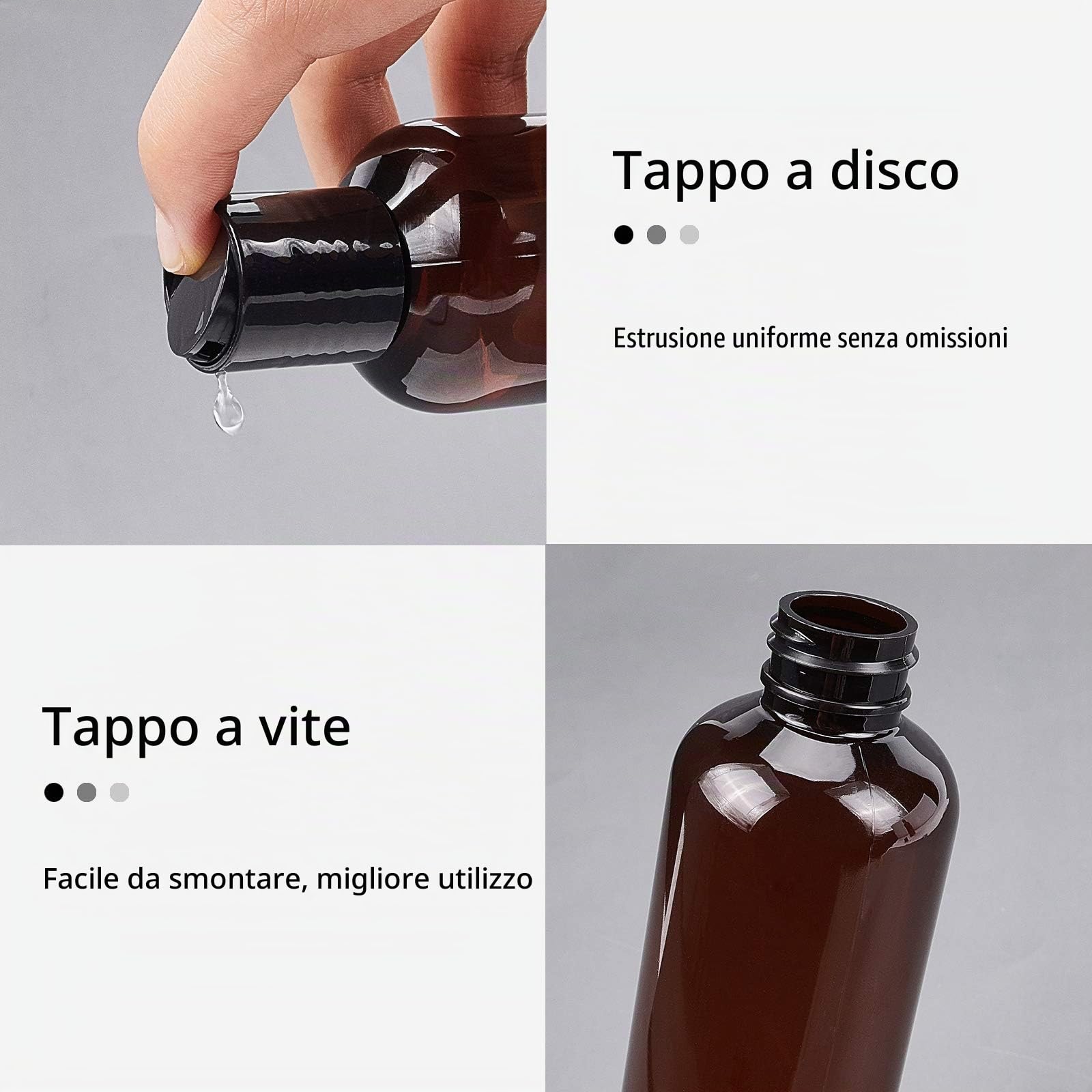 BENECREAT 10 Pack 200ml Bottiglie in Plastica Pet Riutilizzabili Bottiglie con Tappo a Disco, Contagocce, Tramoggia a Imbuto ed Etichetta per Shampoo, Lozioni, Creme