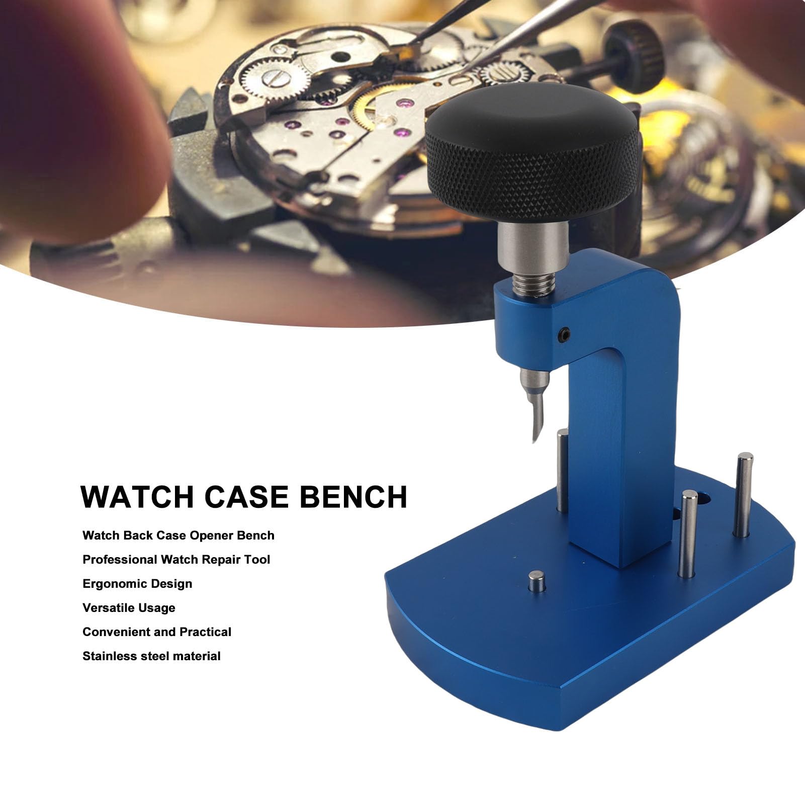 Banco per cassa orologio in acciaio inossidabile Banco professionale per apertura fondello orologio con impugnatura ergonomica per fare leva sui fondelli aperti per