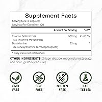 Vista 2 de DEAL SUPPLEMENT Vitamin B1 500mg with Benfotiamine, 240 Capsules – 2 in 1 Enhanced Formula – Fat & Water Soluble Thiamine B1 Supplement – Third