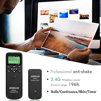 AODELAN Camera Wireless Shutter Release Timer Remote Control for Canon EOS R RP Rebel SL2 250D 750D 90D 80D 77D M6 Mark II 5D Mark IV Fujifilm X-T3 X-T100 Olympus OM-D E-M1 Mark II for Canon