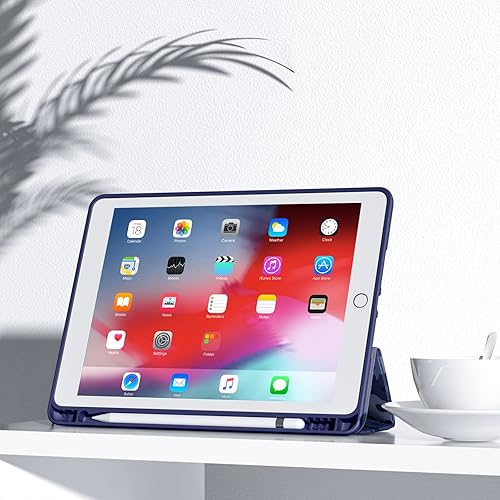 Miniatura 30 de Mastten Funda compatible con iPad de 9ª/8ª/7ª generación, para iPad de 10.2 pulgadas con soporte para lápiz, cubierta trasera de TPU Smart Stand