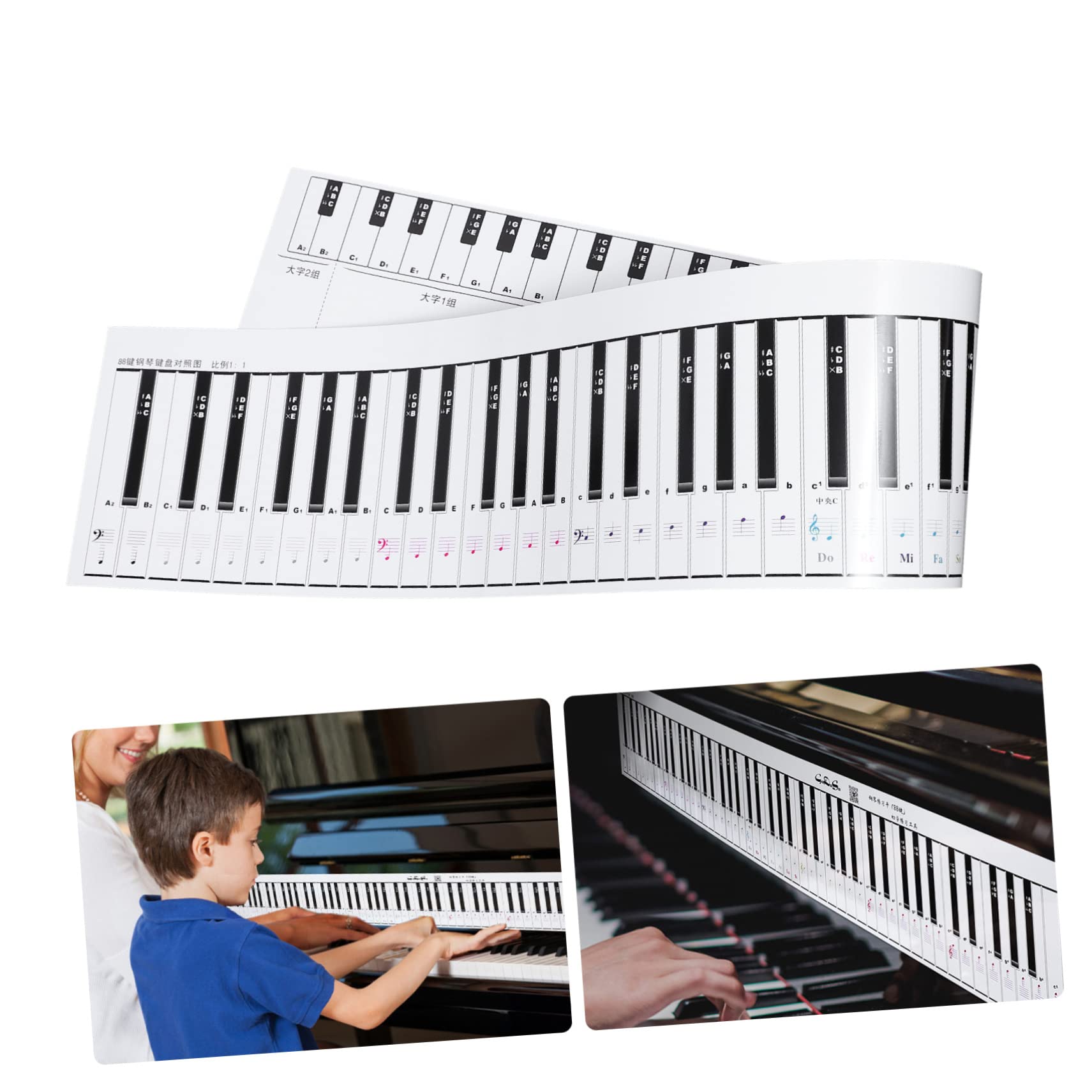 UPKOCH Papier pour Clavier De Piano 88 Touches pour Débutants, Tableau De Notes Imperméable, Simulation Doigt Pliable, Support Apprentissage Piano, Outil Éducatif Portable