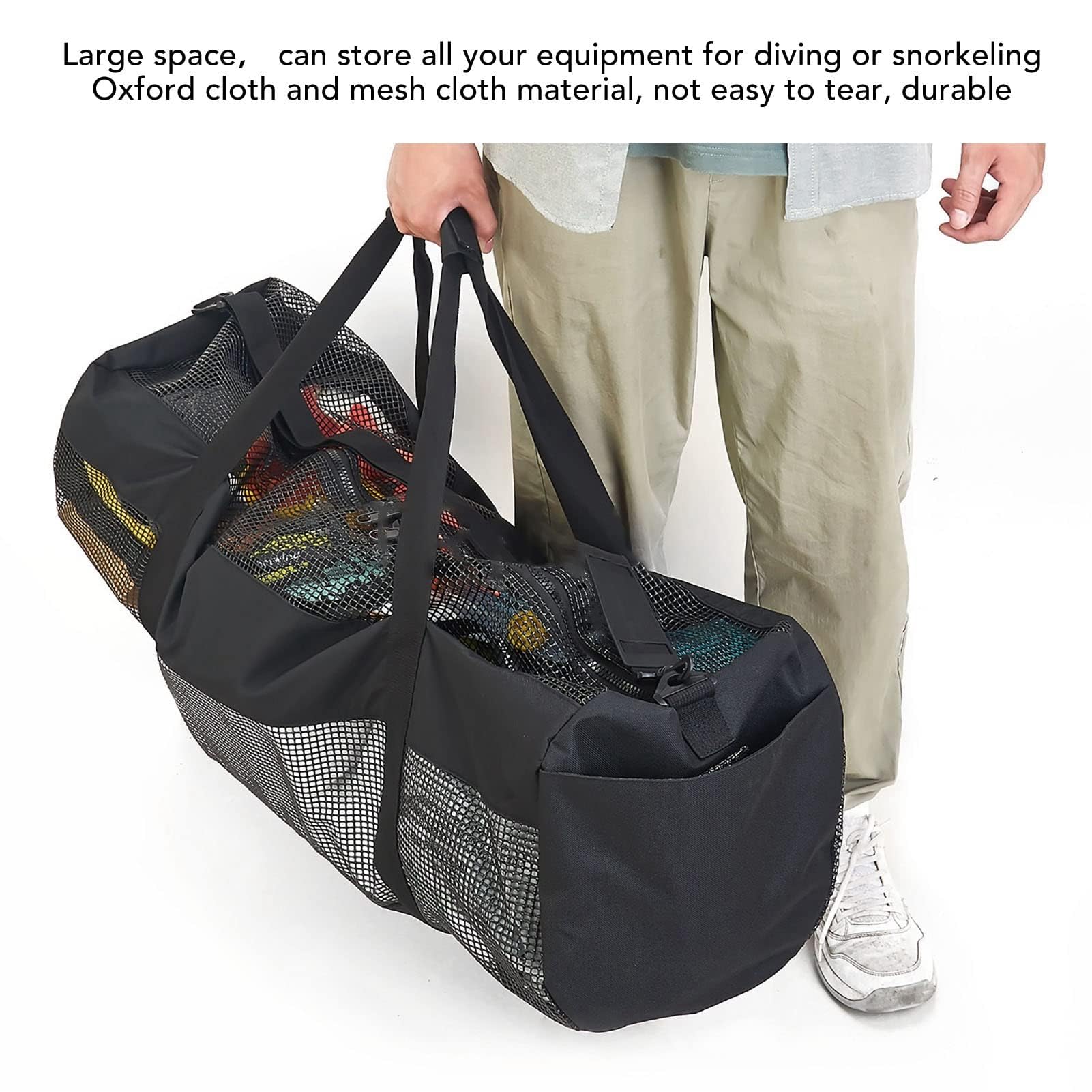 HERCHR Bolsa de Engranaje de Malla para Equipos de Snorkel, Equipos de Snorkel Extra Grandes transportando Bolsas de Transporte de Redes de Buceo.