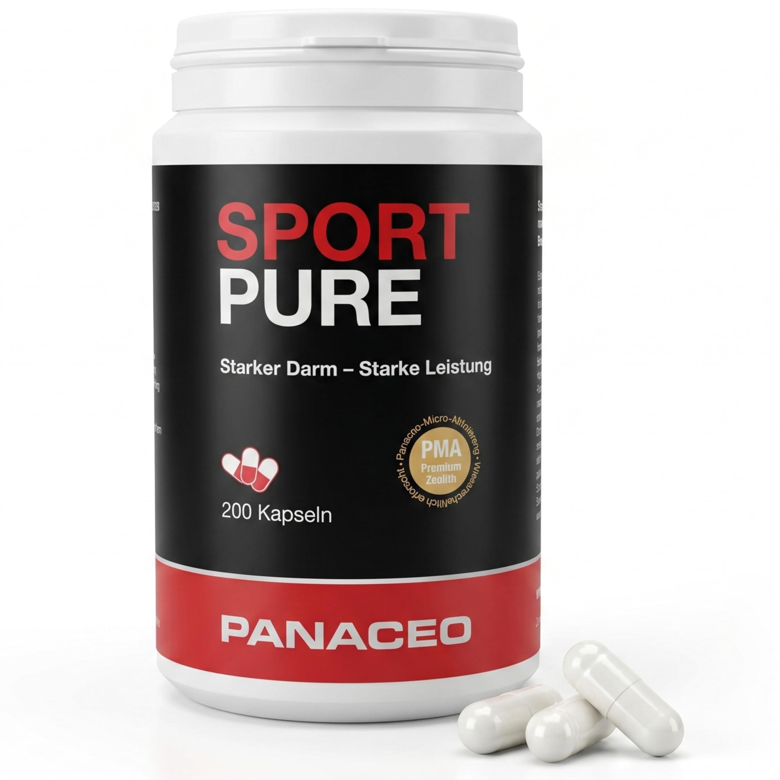 PANACEO Sport Pure – 100% PMA Zeolith 200 Kapseln – Ergänzungsmittel zur Optimierung der Leistungsfähigkeit & Regeneration – Stärkt den Magen-Darm-Trakt, das Immunsystem & reduziert die Laktabelastung