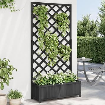 Black Planter Solid Fir Wood Large Planters Outdoor Decorative for Plants, Flowers, Garden, Home - 35.4 x 13.8 x 70.9 in