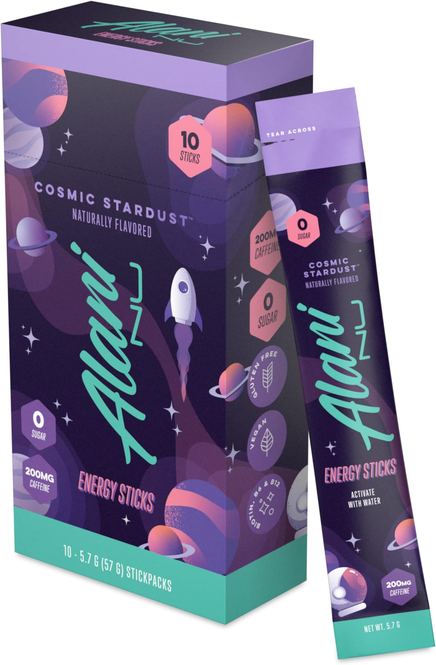 COSMIC STARDUST Energy Drink Powder Energy Sticks, 10 Pack