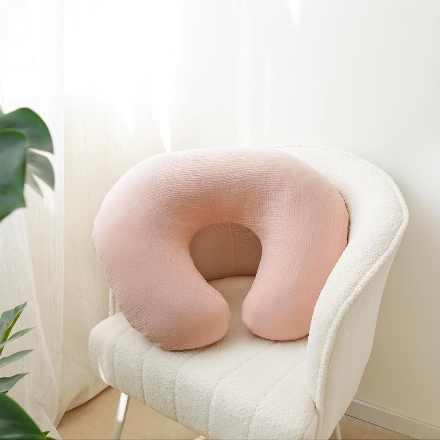 2-Pack Muslin Nursing Pillow Covers, Breathable 100% Cotton Breastfeeding Pillow Slipcovers for Standard Nursing Pillows, Soft Covers for Baby Girls and Boys with Zipper - Image 4