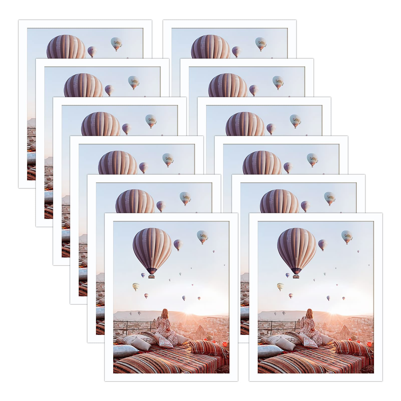 CRUGLA 12 Packs 8.5x11 Magnetic Picture Frames for Refrigerator Locker, 8.5 by 11 Photo Certificate Document Frame Bulk, Peel and Stick Kids Artwork Holders for Fridge Dishwasher Whiteboard