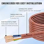 Thermostat Wire 18/8 Gauge 8 Conductor - 30ft, Multi-Conductor Bare Copper Cable, Durable PVC Jacket, Low-Resistance Wiring for HVAC Systems, Thermostats, and Low Voltage Applications