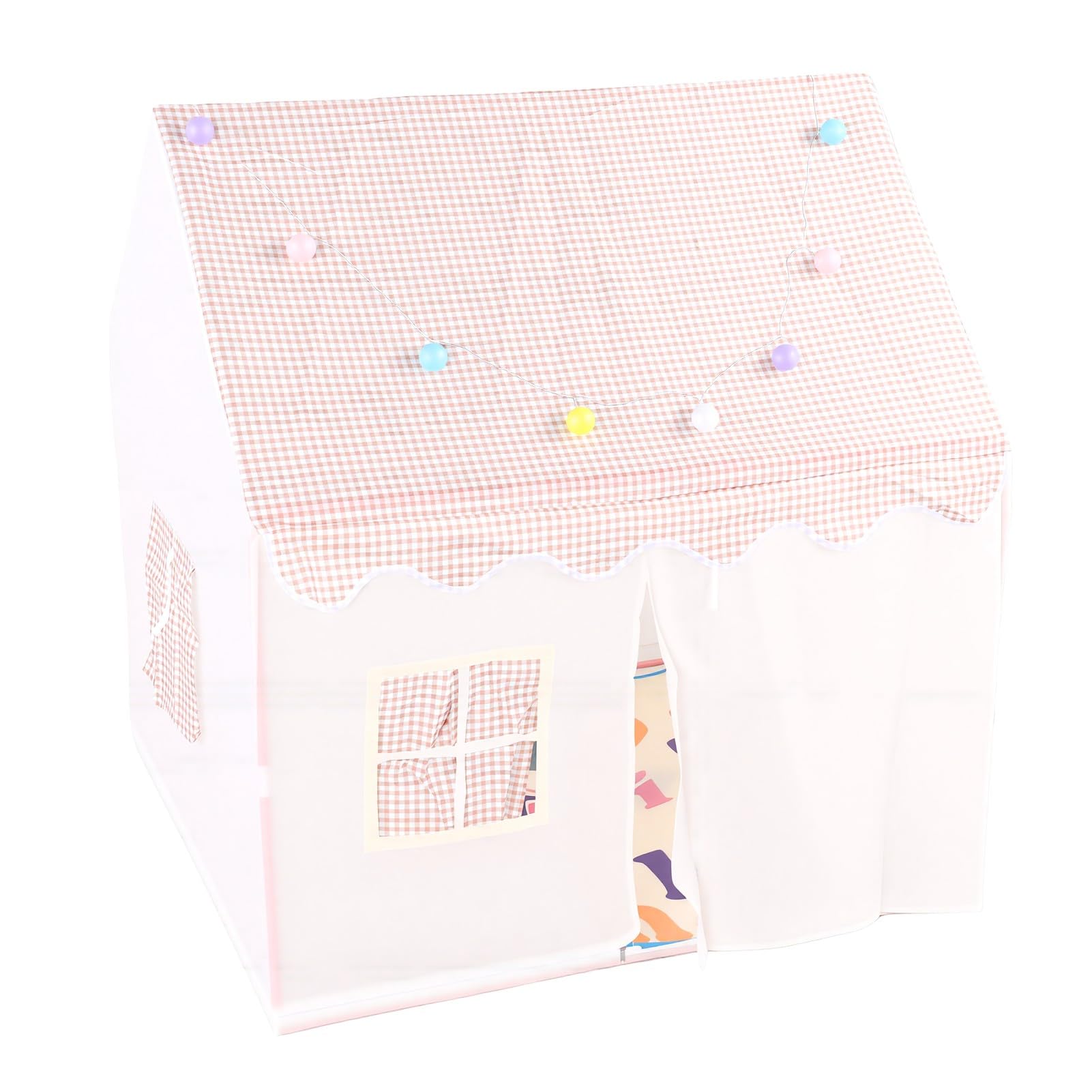 Kinderspielzelt, Polyester-Spielhaus für Drinnen und Draußen mit Sternenlichtern, 120 X 105 X 128 cm, Tragbares, Faltbares Design, Netzfenster-Rolltür für, Hinterhof, Strand, Camping