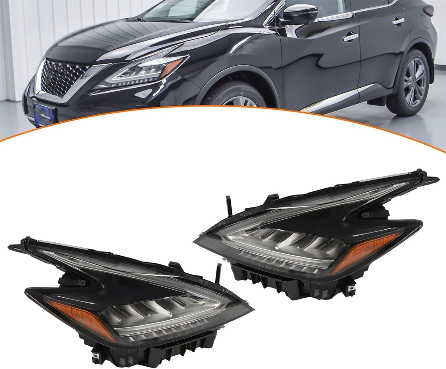 Pair Headlights Assembly w/DRL Compatible with Murano SV/S/SL/Platinum 2019 2020 2021 Projector Headlamp Passenger & Driver side 26060-9UF0D 26010-9UF0D