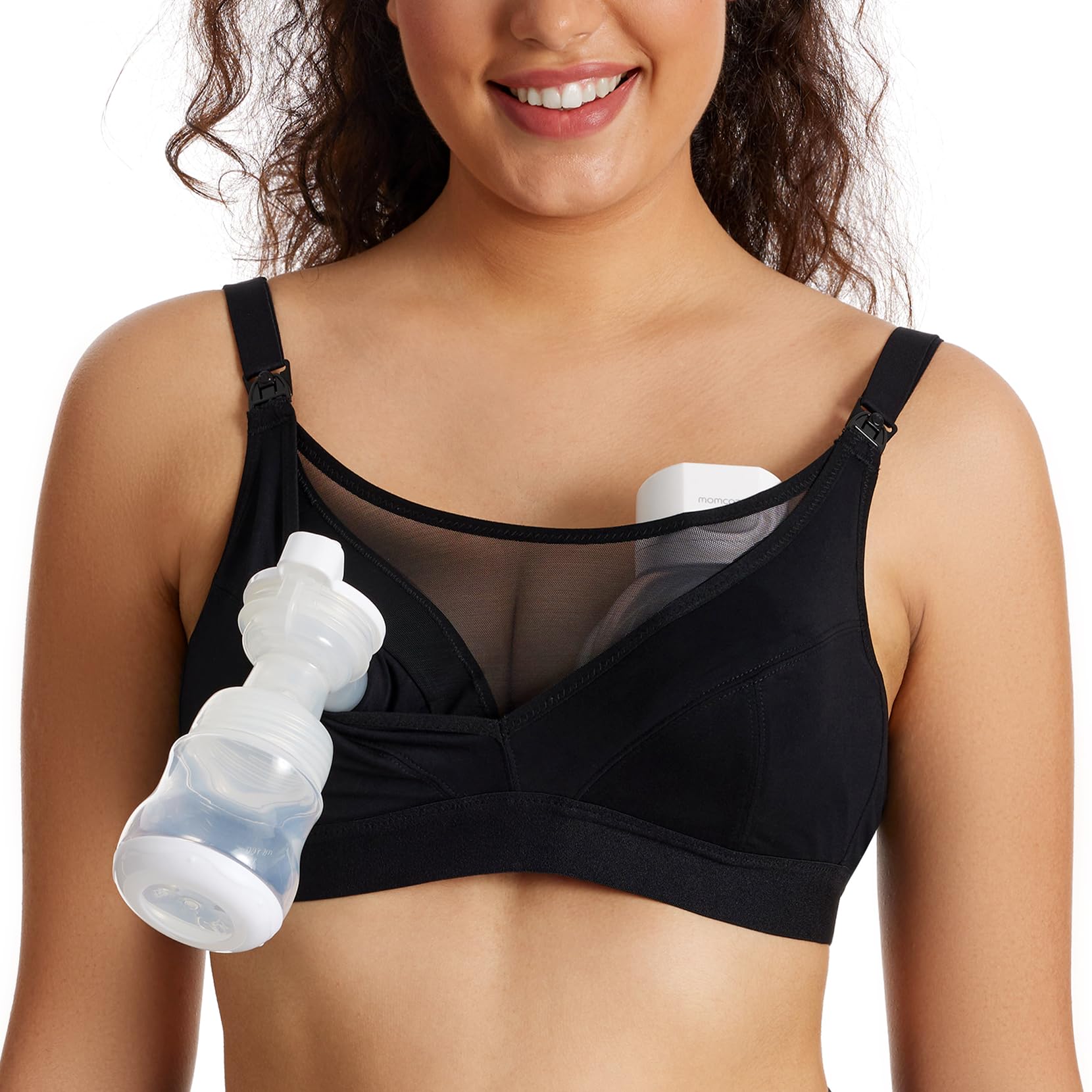 Momcozy Mesh-Stütz-Pump-BH Freihändig für 36C-44G – Bequemer Still-BH in Übergröße, Pumpen & Stillen in einem