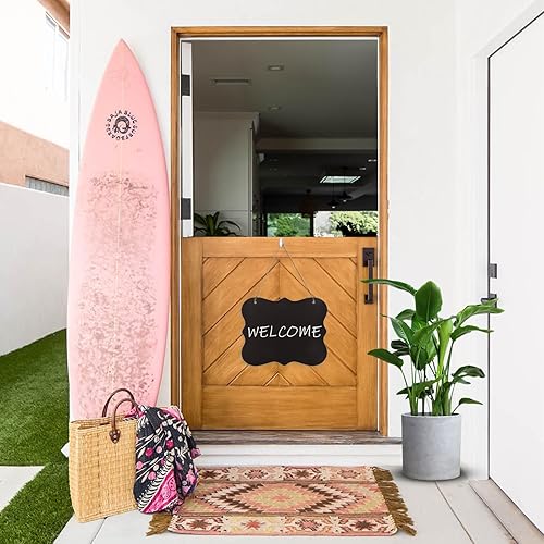 Miniatura 5 de GBACHOOSE 16 letreros colgantes de pizarra de tiza de 8 x 10 pulgadas con cuerda, 4 formas lindas, tablero de mensajes borrable para bodas, bares,