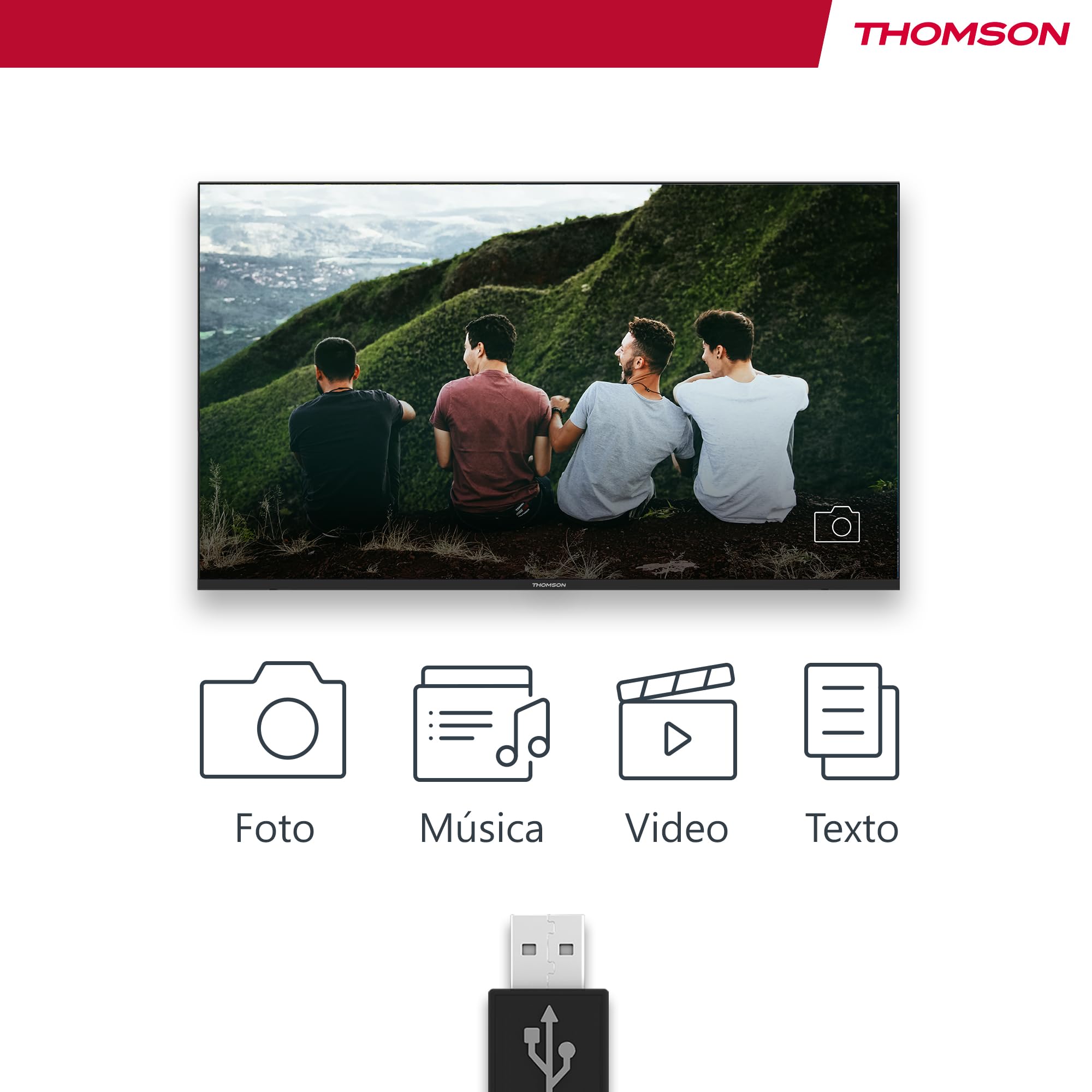THOMSON TV 24 Pulgadas (60 cm) HD Easy TV, Televisor LED (No Smart), Triple Sintonizador (DVB-T/T2/C/S/S2), Dolby Audio, Modo Hotel, Reproductor Multimedia, Mando Retroiluminado, 3X HDMI, 24HD2S13