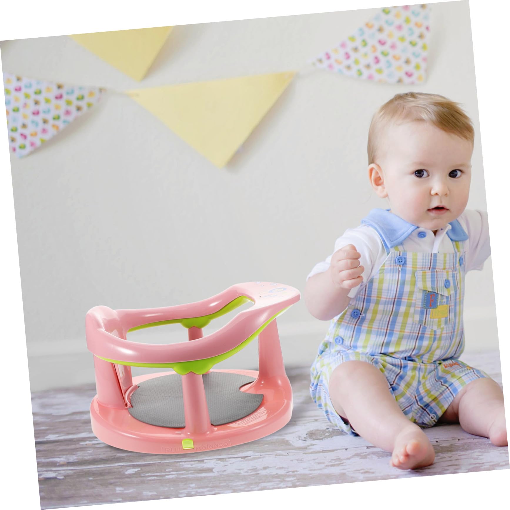 Hemobllo Asiento de Baño para Ñiño Recién Nacido Color Rosa Diseño Versátil y Fácil de Transportar, Material Pp y Tpr Antideslizante para Bañeras y Lavabo