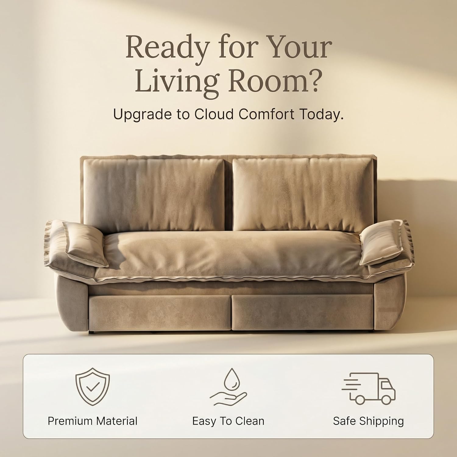 GRAVFORCE 73.2" Queen Size Pull Out Sofa Bed, 3-in-1 Convertible Sleeper Sofa, Multi-Functional Velvet Futon Loveseat for Living Room, Small Space, Apartment, Bedroom, Grey | 3-in-1 Convertible, Sleeper Sofa, Corduroy Futon, Multi-Functional, For Small Space