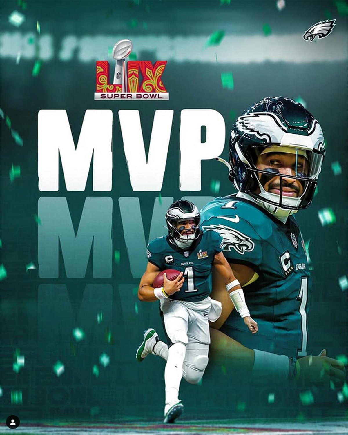 SPORTSPHOTOSUSA Jalen Hurts MVP 2024 2025 Philadelphia Eagles World Champions 8x10 Photo-image-4