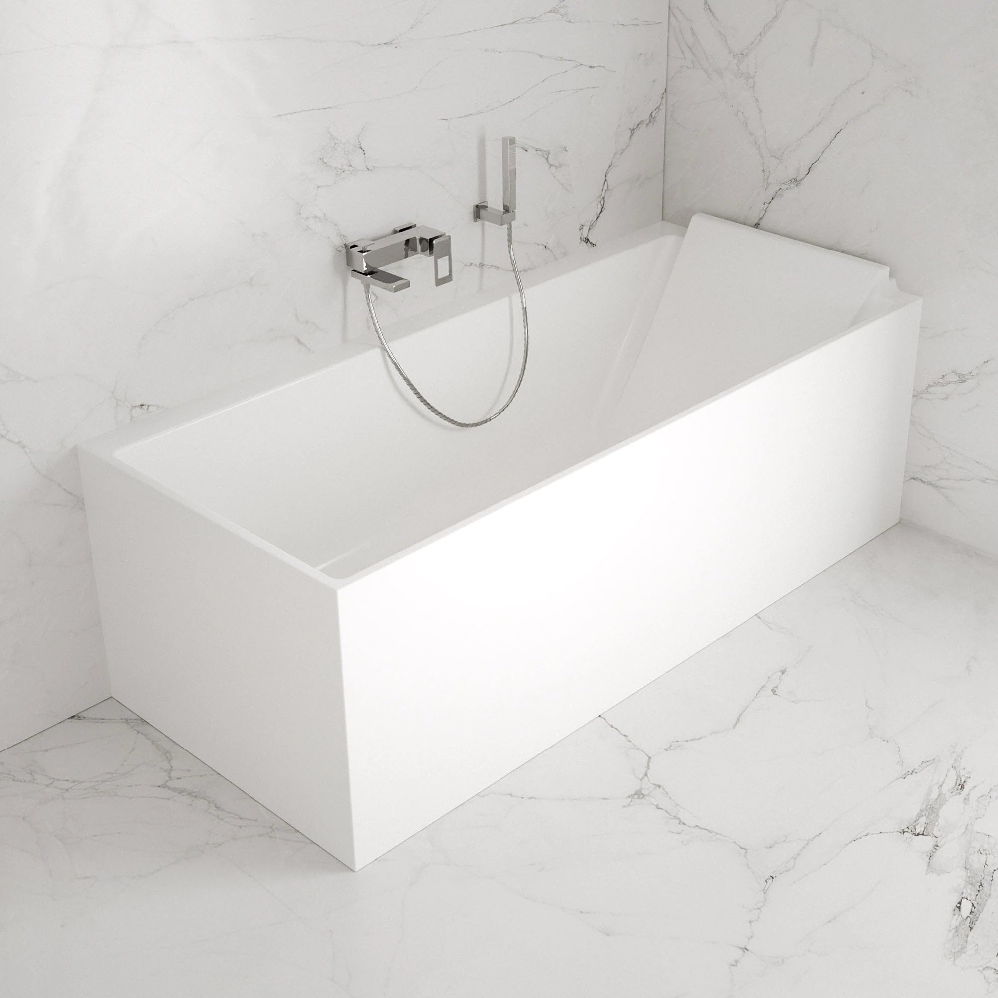 Vasca freestanding Quantum 170 droite bianco L170 x l75 x h58 cm, by SPALINA