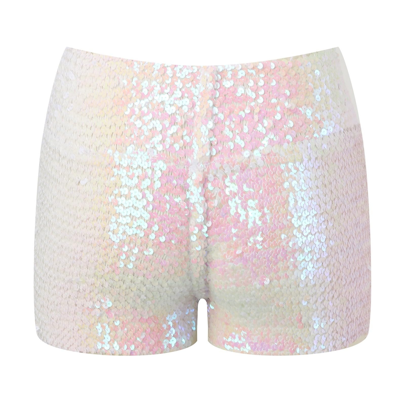 Generisch Costume de carnaval pour femme - Short à paillettes disco brillant - Mini short de jazz stretch pour la danse