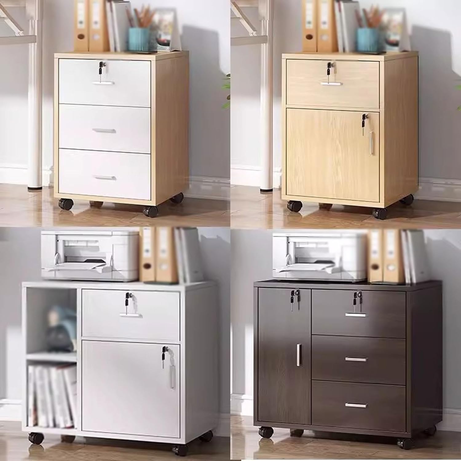 Lockable Filing Cabinet for Office Removable Low Storage Cabinets(A)